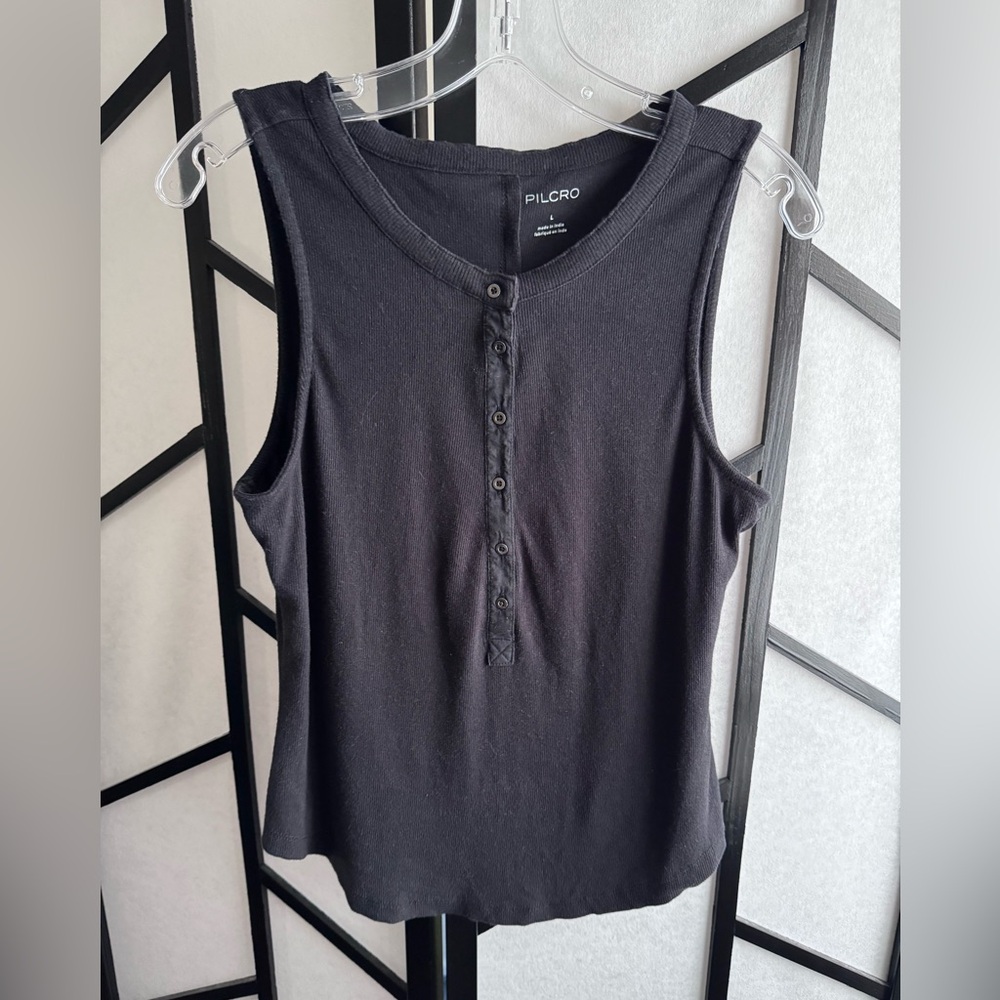 Pilcro Sleeveless
Button-Front Knit Top